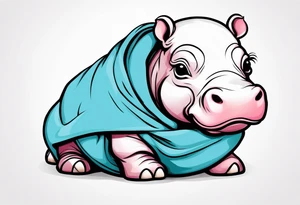 Baby hippo wrapped in a baby swaddle tattoo idea