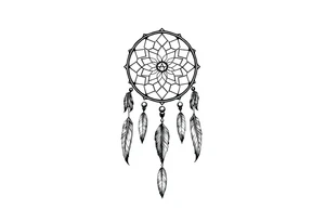 skinny dreamcatcher with feathers tattoo idea