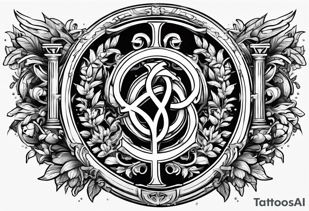 Greek Capital Letter Omega symbol trash metal style tattoo idea