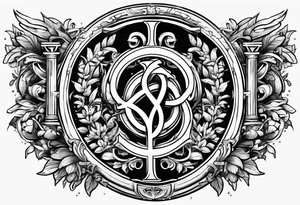Greek Capital Letter Omega symbol trash metal style tattoo idea