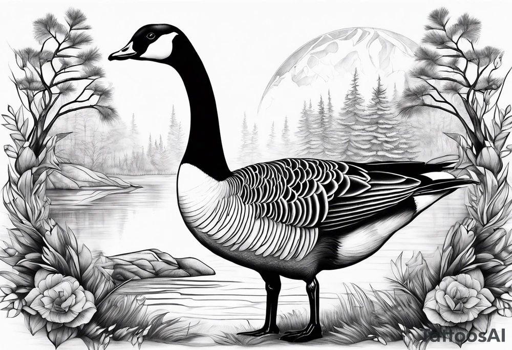 canadian goose mystical Background tattoo idea