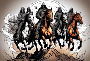 4 horseman of the apocalypse - Death, Famine, War, and Conquest tattoo idea