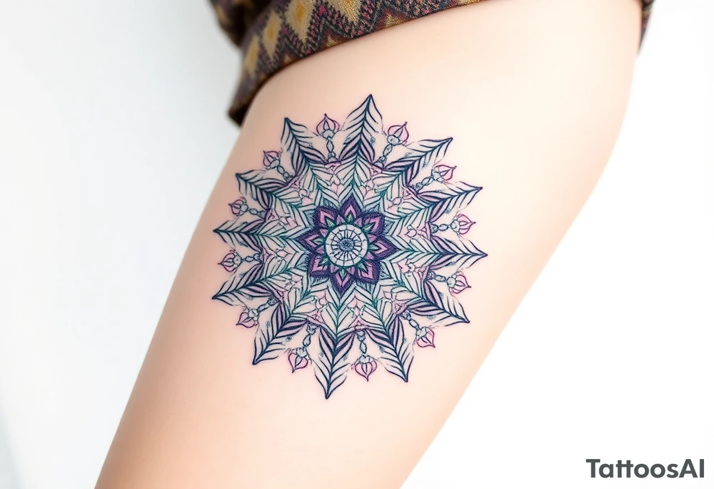 intricate mandala with sacred geometry and cosmic elements tattoo idea