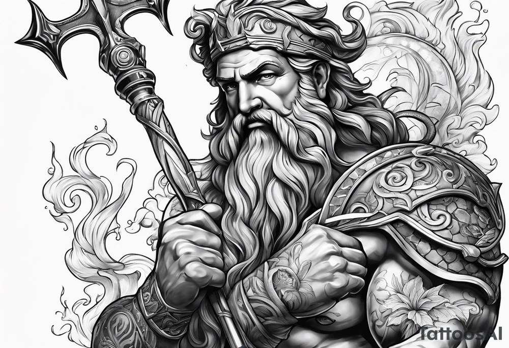poseidon with mechanic trident and mechanic arm tattoo idea poseidon with mechanic trident and mechanic arm tattoo idea