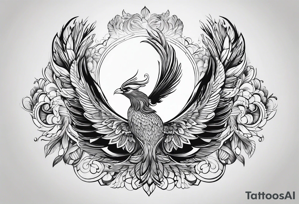 petit voilier, phoenix  minimaliste. trait de crayon. tattoo idea