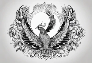 petit voilier, phoenix  minimaliste. trait de crayon. tattoo idea