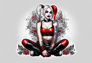 Harley Quinn sitting full body tattoo idea