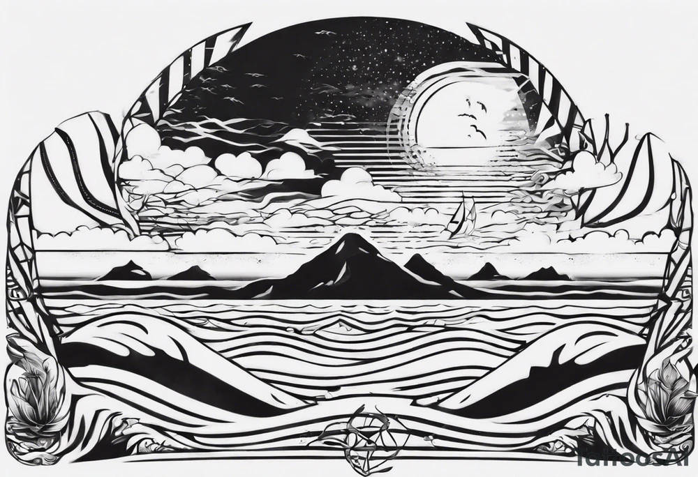 Un paysage ciel , mer , plage tattoo idea