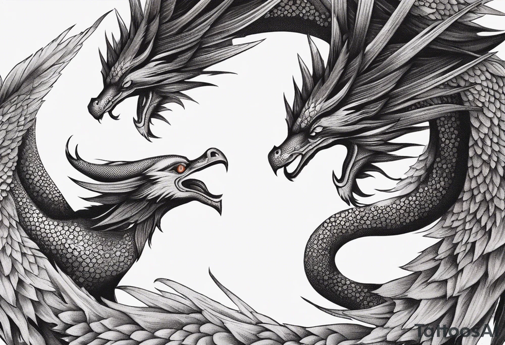 phoenix fighting a 
 dragon tattoo idea