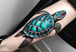 Butt and leg male sleeve turtle geometric tattoo idea
