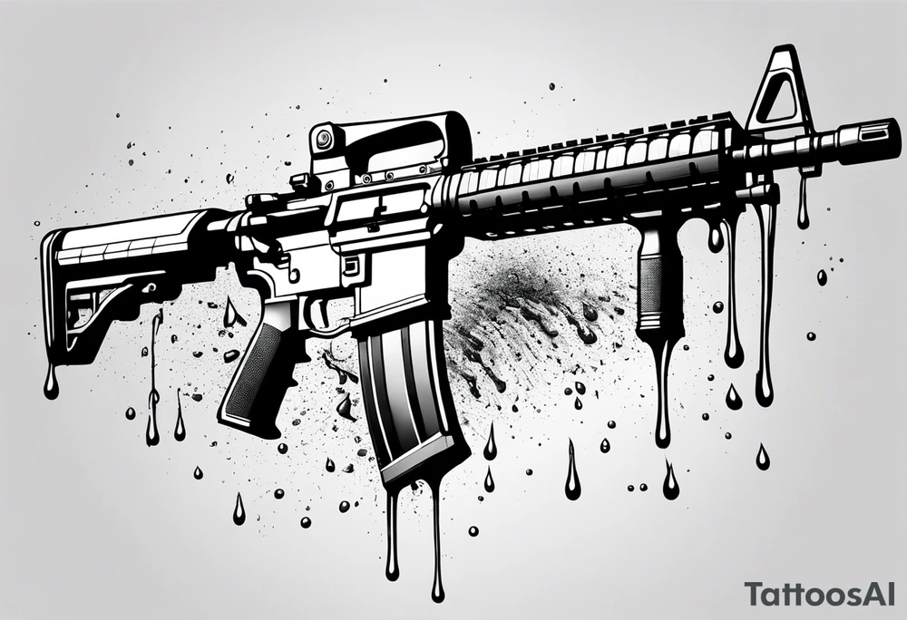AR-15 With water and stuff dripping off of it tattoo idea