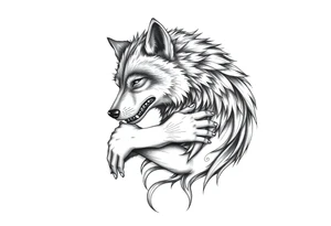 Big bad wolf hugging and pugfing tattoo idea