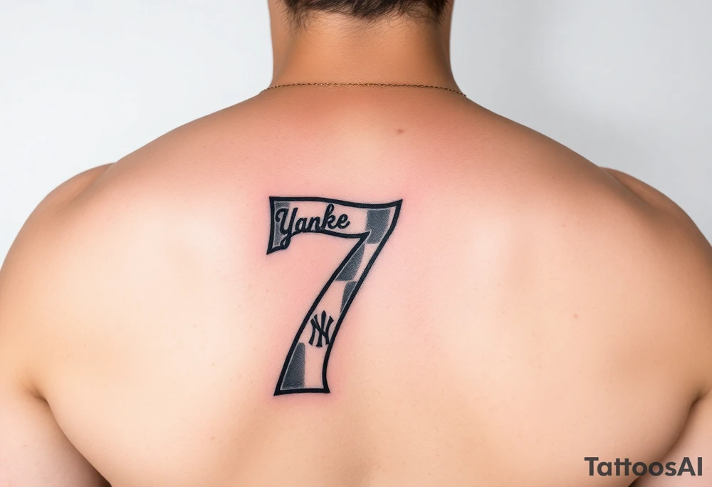 the number seven and a yankee jersey for forearm tattoo idea