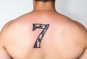 the number seven and a yankee jersey for forearm tattoo idea