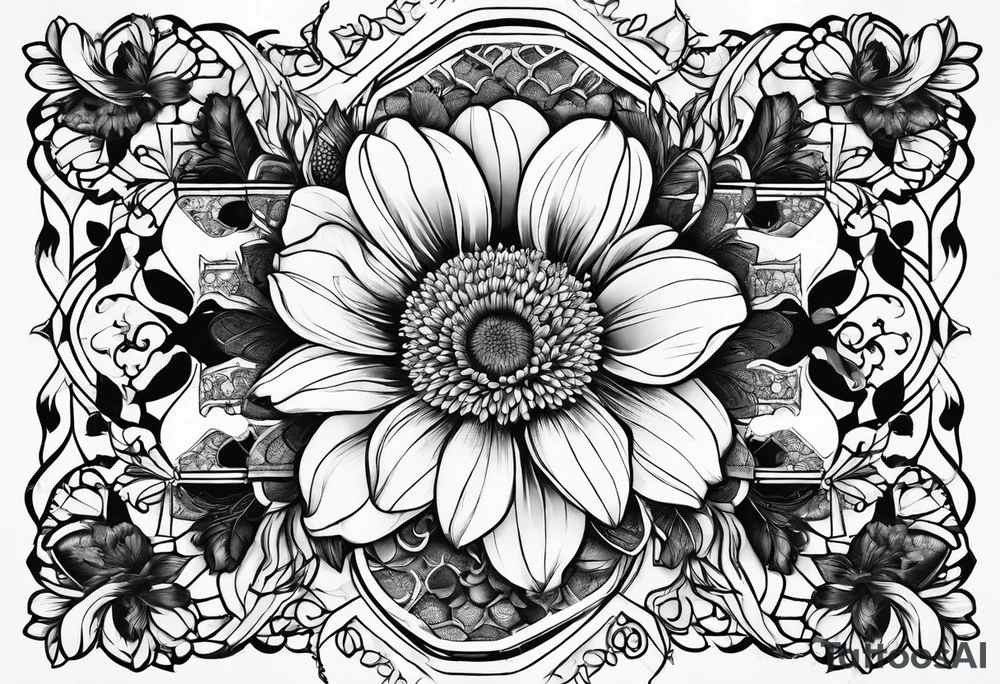 Flowers inside honeycomb tattoo idea