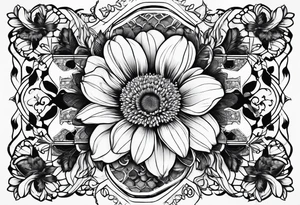 Flowers inside honeycomb tattoo idea