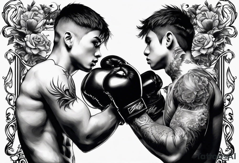 Two boys fighting tattoo idea