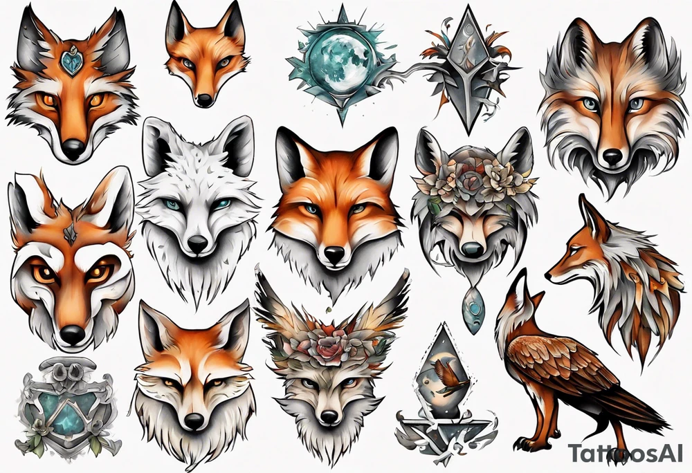 ein Tier aus Fuchs und Eule tattoo idea