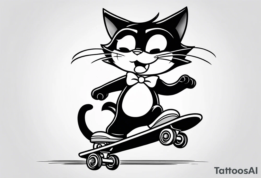 Felix. The cat skateboarding. tattoo idea