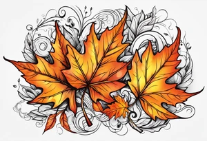 Res gold and orange autumn leaves tattoo idea