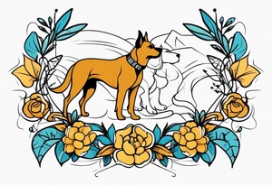 Simpletattoo with elements linked to bodybuilding dogs travel and freedom tattoo idea