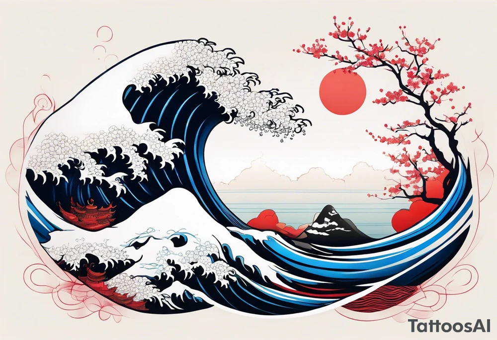minimalistic calm sea background tattoo idea