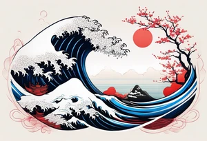 minimalistic calm sea background tattoo idea