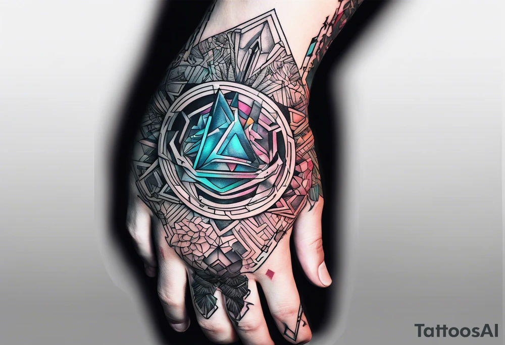 cyberpunk 2077, hand tattoo, geometric, subtle, men tattoo idea