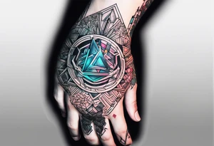 cyberpunk 2077, hand tattoo, geometric, subtle, men tattoo idea