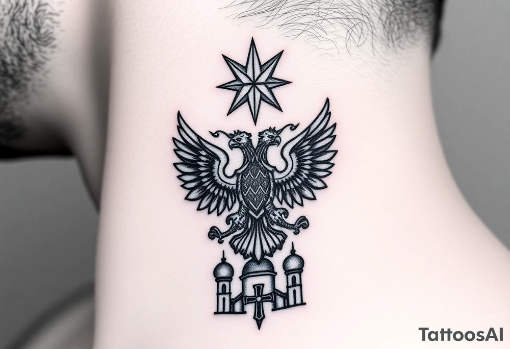 Top: Russian star
Middle: russian double-headed eagle coat of arms
Bottom: Orthodox church dome with a cross tattoo idea