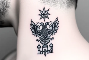 Top: Russian star 
Middle: russian double-headed eagle coat of arms
Bottom: Orthodox church dome with a cross tattoo idea