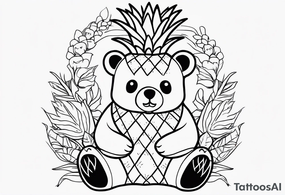 Cute pineapple bear tattoo idea