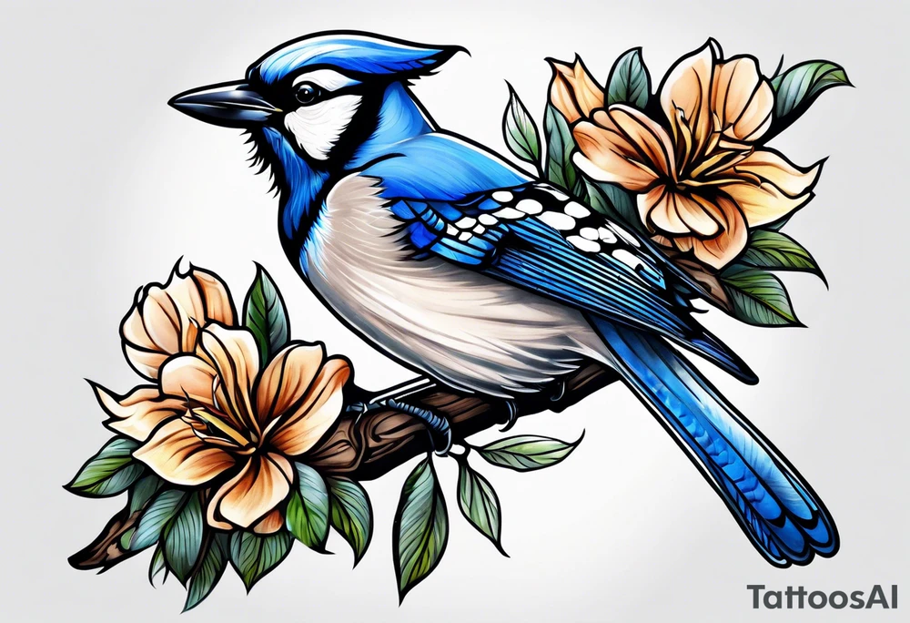 Majestic bluejay tattoo idea