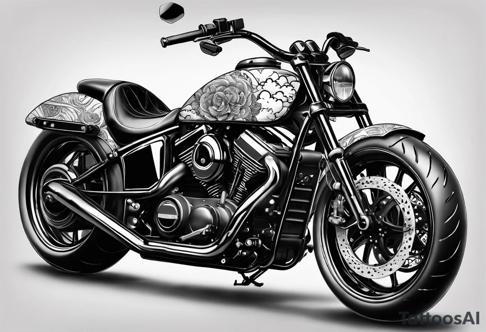 Motorcycle with clouds tattoo idea