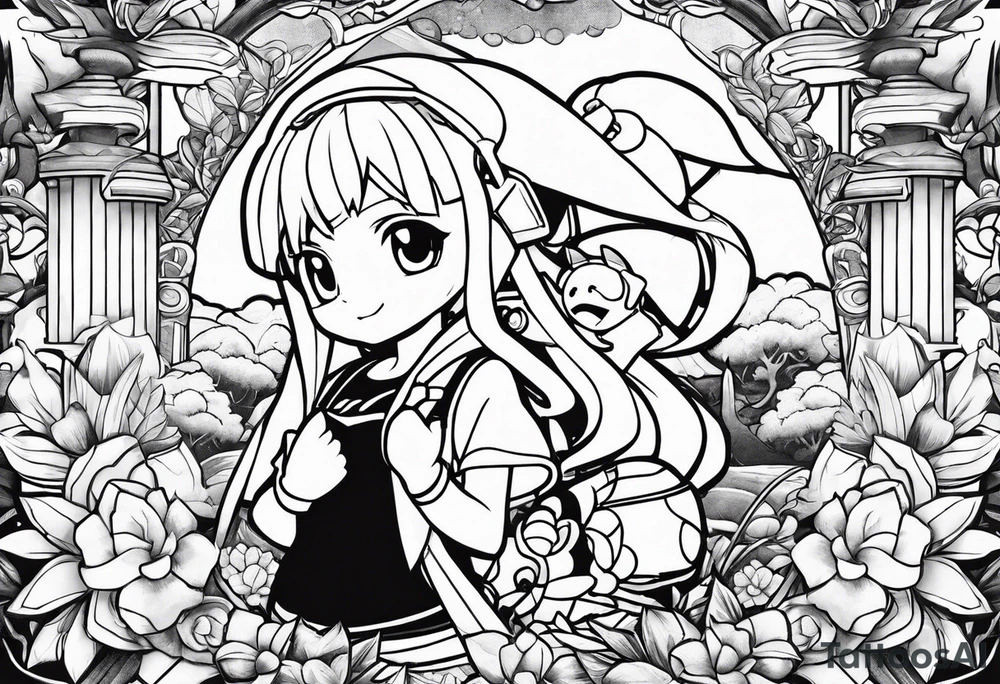I wanna make hilda pokemon full hafl tattoo idea