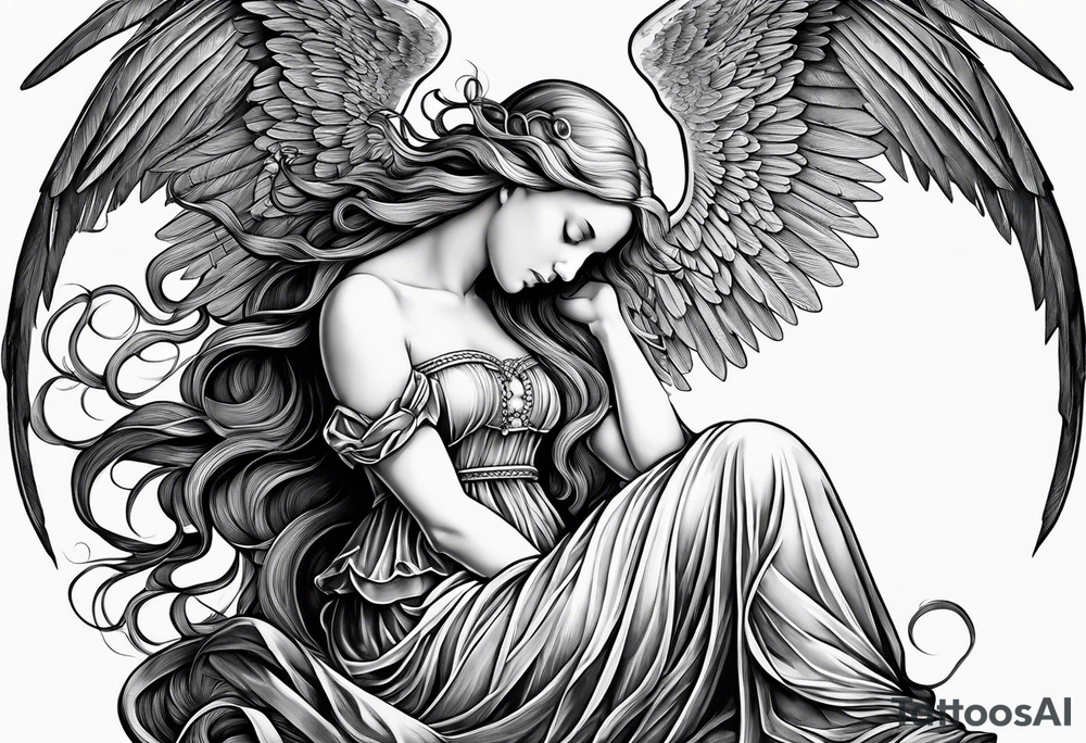an angel engraving in the style of Albrecht Dürer tattoo idea
