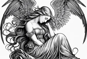 an angel engraving in the style of Albrecht Dürer tattoo idea