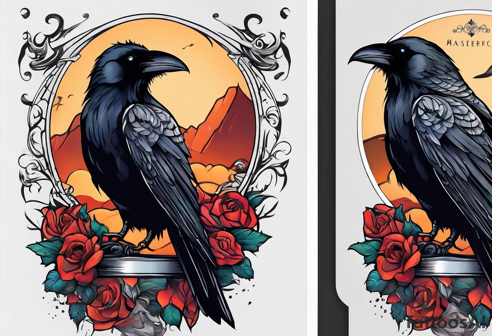 Book with dagger and a raven tattoo idea