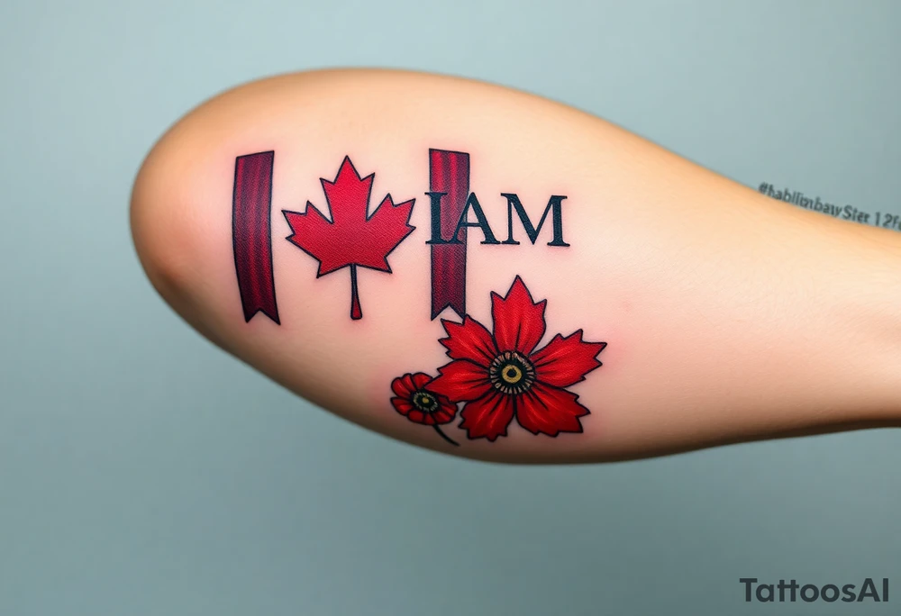 I AM Invictus Games tattoo with Canada and UK flag. Include poppies and RAF logo tattoo idea