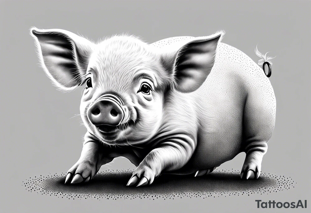cute piglet.
with text: "friends not food" tattoo idea