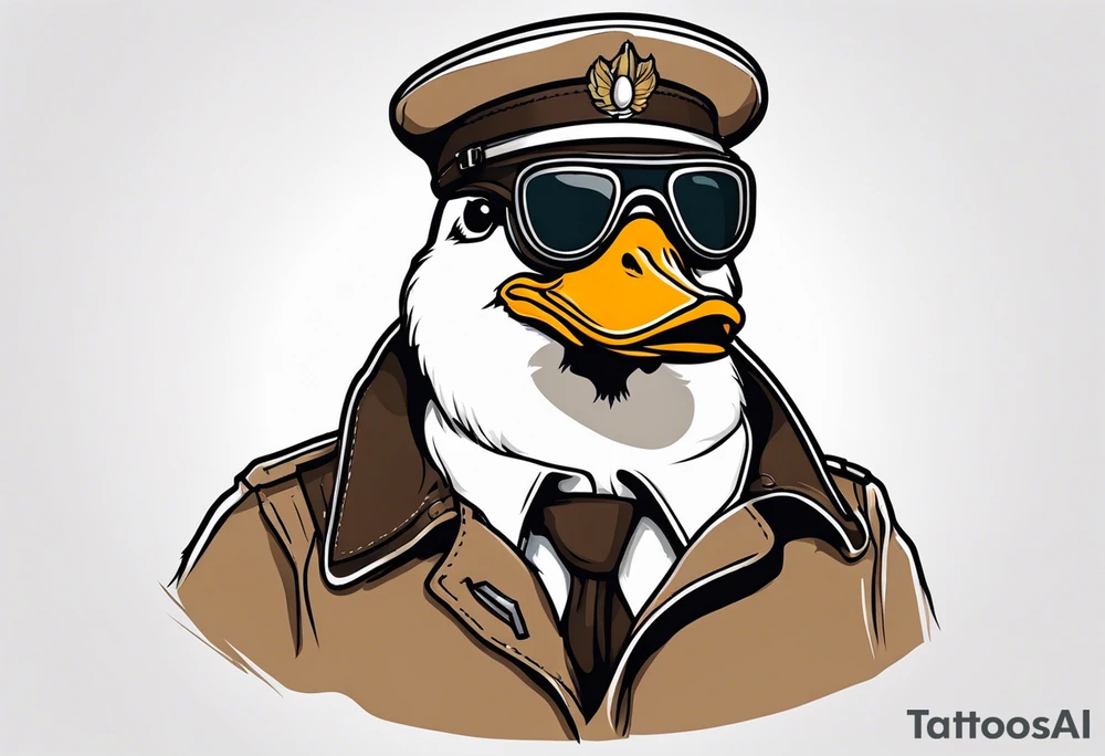 A silly goose dressed as an aviator tattoo idea