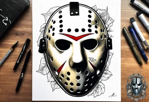 Friday the 13th mask, 13 in the mask tattoo idea