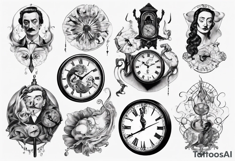 dali clock trippy tattoo idea