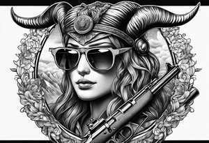capricorn with sunglasses and shotgun tattoo idea