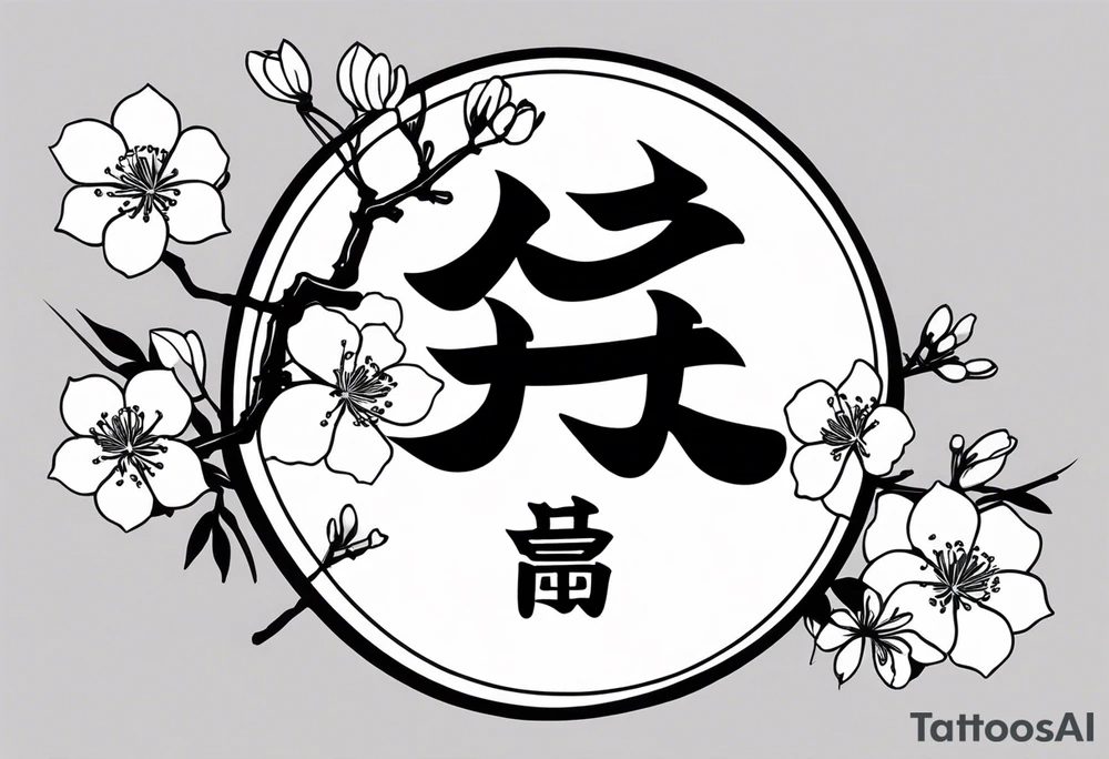 Kanji letter for shadow inside half circle with cherry blossoms tattoo idea Kanji letter for shadow inside half circle with cherry blossoms tattoo idea