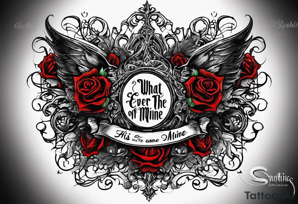 Script lettering saying"What ever our souls are made of, his and mine are the same" gothic tattoo idea