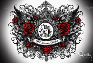 Script lettering saying"What ever our souls are made of, his and mine are the same" gothic tattoo idea