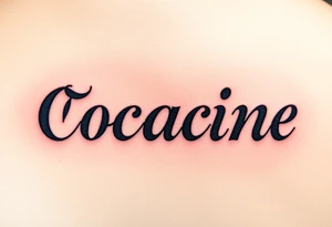 The word cocaine tattooed on foot tattoo idea