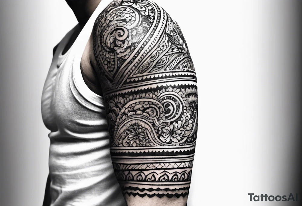 men's henna sleeve tattoo idea