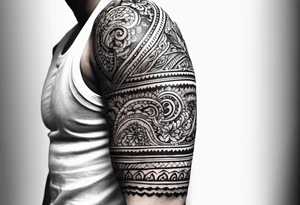 men's henna sleeve tattoo idea